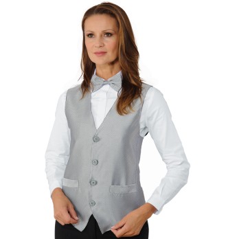 Pinstripe Waistcoat with Tie Design Grey Unisex for Restaurants, Hotels, Bartenders