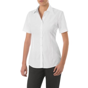 Super slim white women's shirt with short sleeves. Italian trendy.