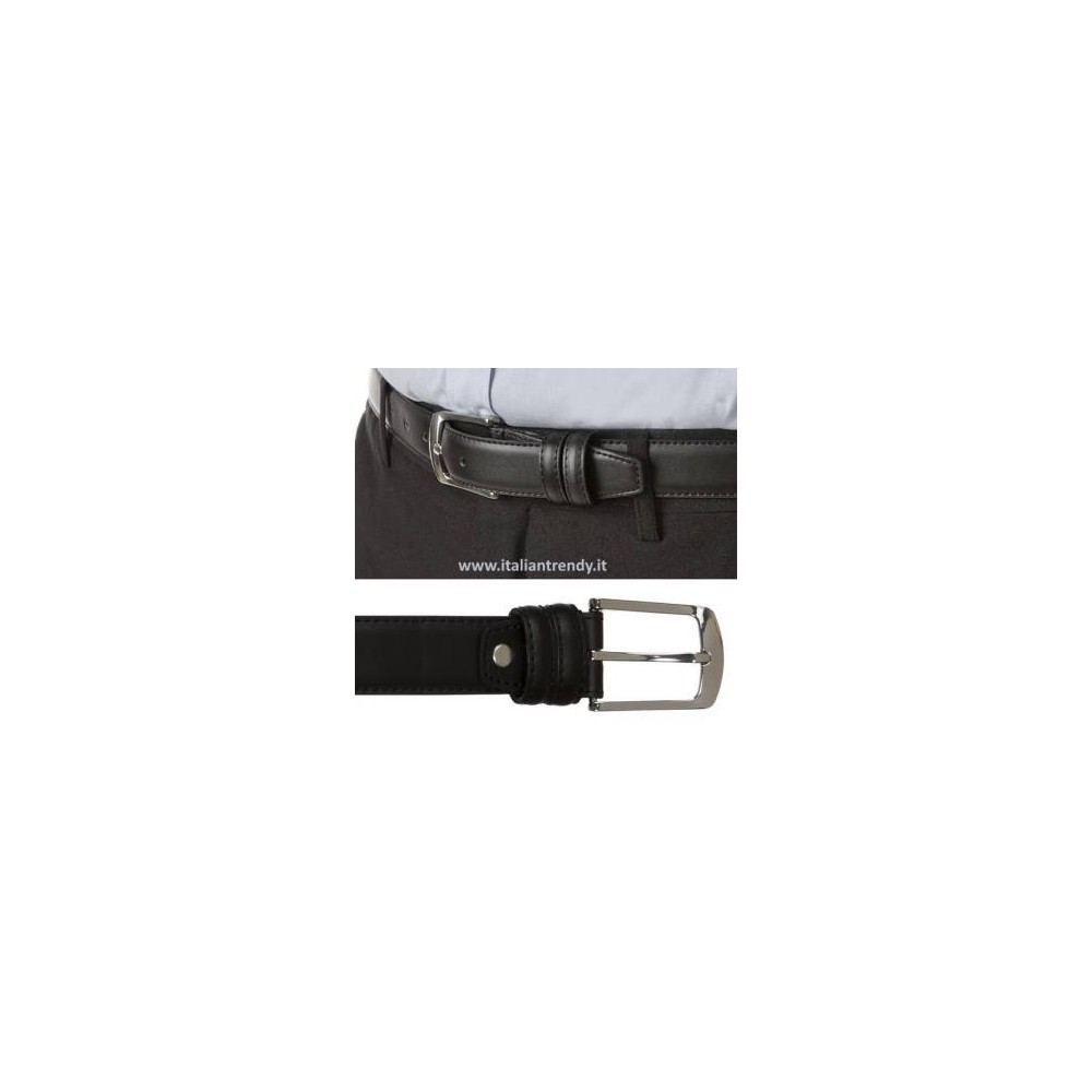 Black Leather Classic Men's Belt, 3.5 cm Wide. Buy it Online!