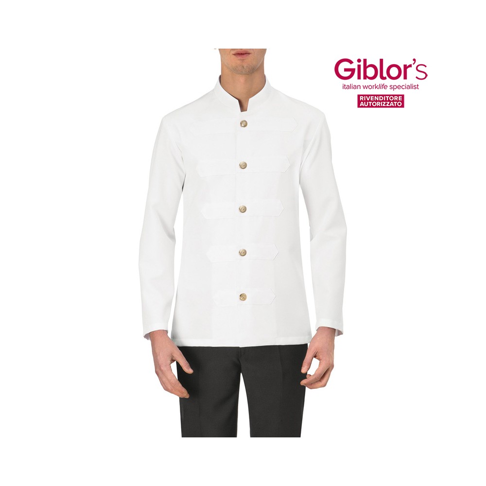 White Jacket with Mandarin Collar Gold Buttons Sector HO.RE.CA.