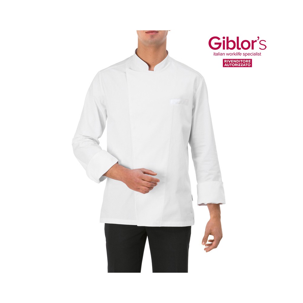 Chaqueta de Cocinero Blanca para Hombre de Algodón con Botones Automáticos Descubre en Línea