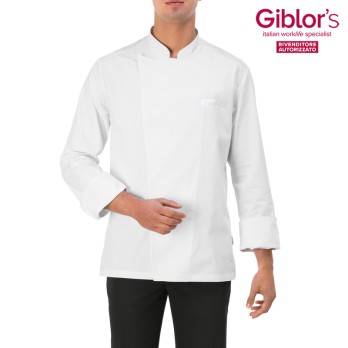 Chaqueta de Cocinero Blanca para Hombre de Algodón con Botones Automáticos Descubre en Línea