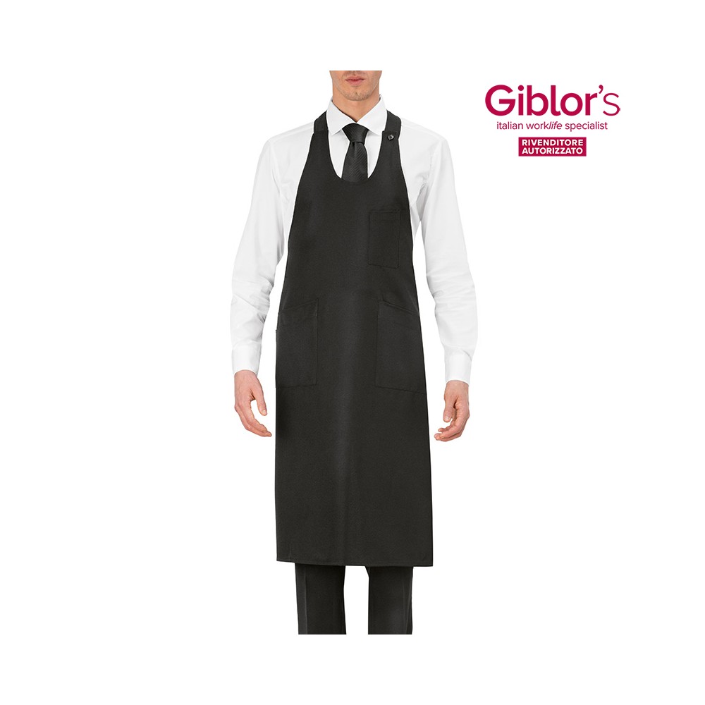 Long Black Apron with Bib, One Size Fits All, for Sommeliers