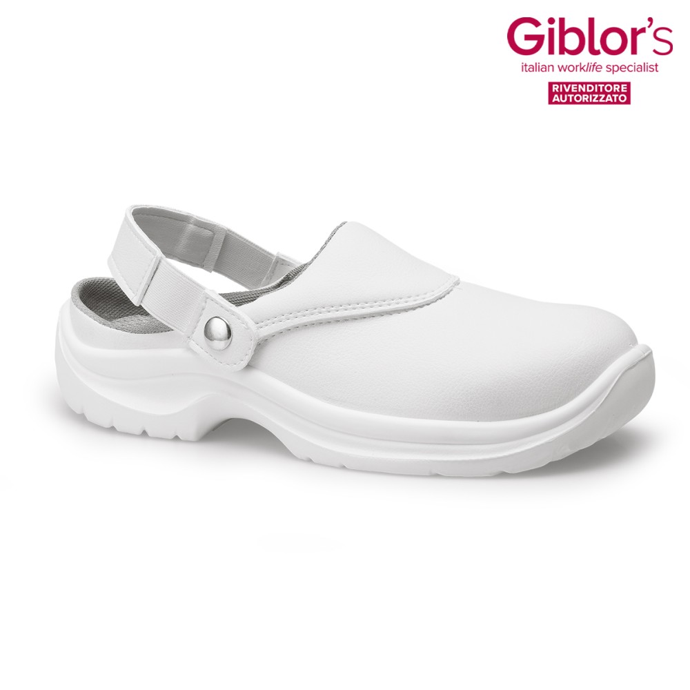 White Unisex Clog Certified with Metal Toe Cap from Giblor’s Chef