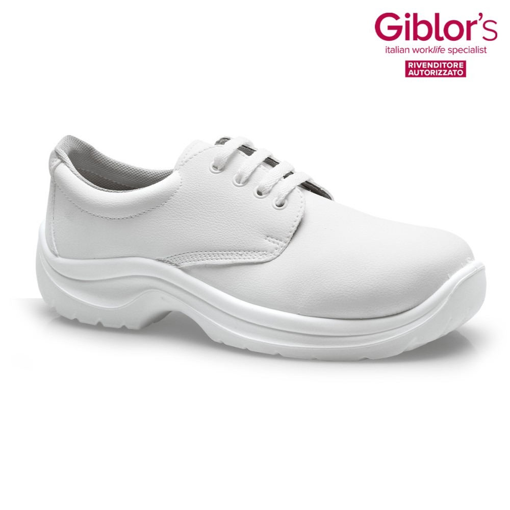 Chaussure de sécurité avec embout métallique, lacets blancs unisexe. Giblor's