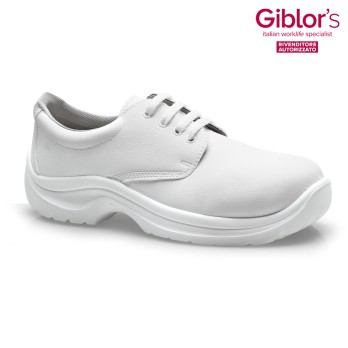 Chaussure de sécurité avec embout métallique, lacets blancs unisexe. Giblor's