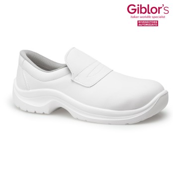 White Slip-Resistant Chef Moccasin: Giblor's Certification and Comfort