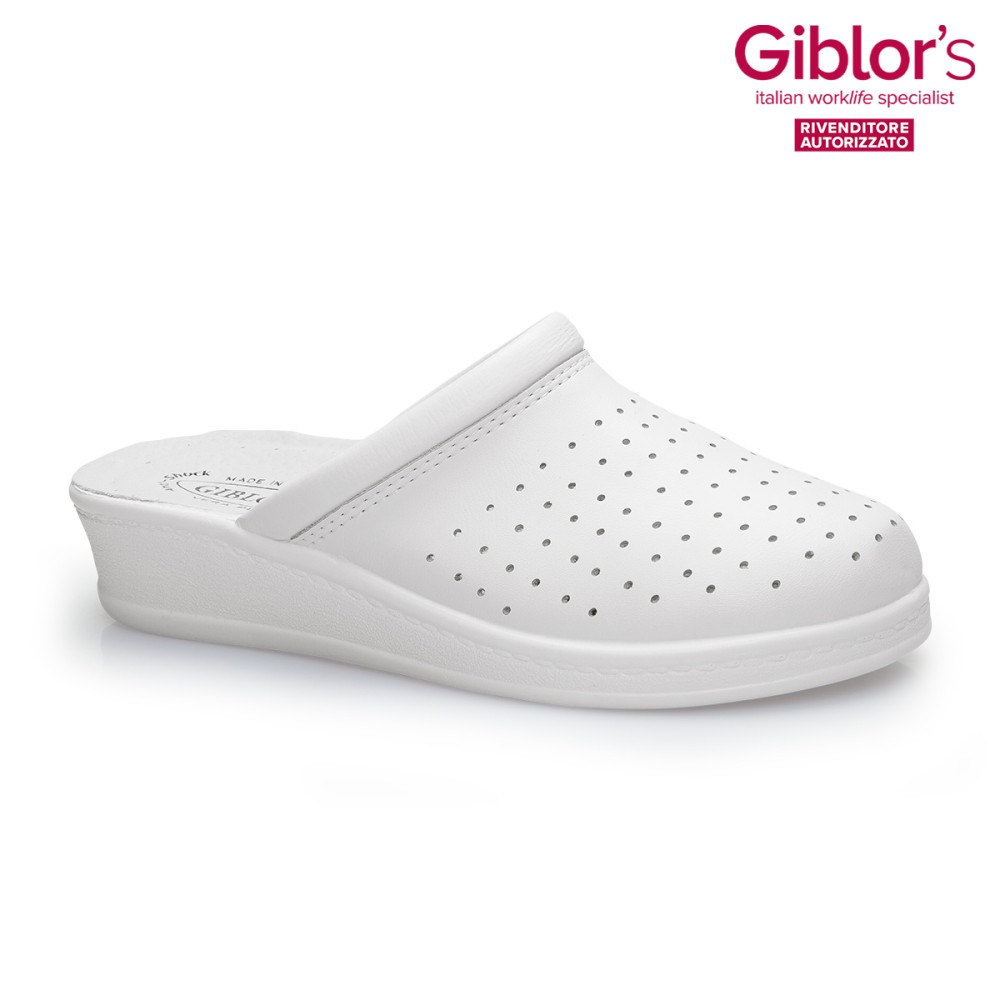 White Clog for Women with Pierced Upper, Sanitary Aesthetic Use, Comfortable Giblor's