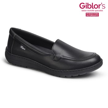 Black women's shoe, comfortable moccasin for home and hospitality.