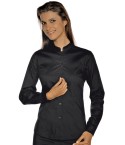 Camicia Nera Coreana Elasticizzata Slim Donna Per Divisa Bar M/L M/M 3/4