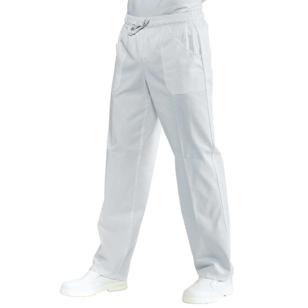 Pantaloni No Stiro bianchi in Cotone Unisex Per Medici Infermieri -Satin