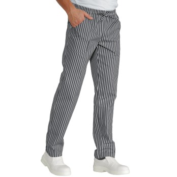 Pantalon a rayas negro o gris para chef de cocina o pizzeria