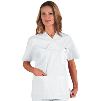 CASACCA COLLO A V BIANCO UNISEX 3XL 4XL 5XL-Isacco-045P-045000-1