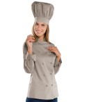 Giacca Donna Lady Chef Tortora Doppio Petto Collo Alla Coreana Bottoni Antipanico ML MM