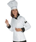 Giacca Chef Donna in Cotone Bianca e Con inserti Neri o Tricolore ML MM