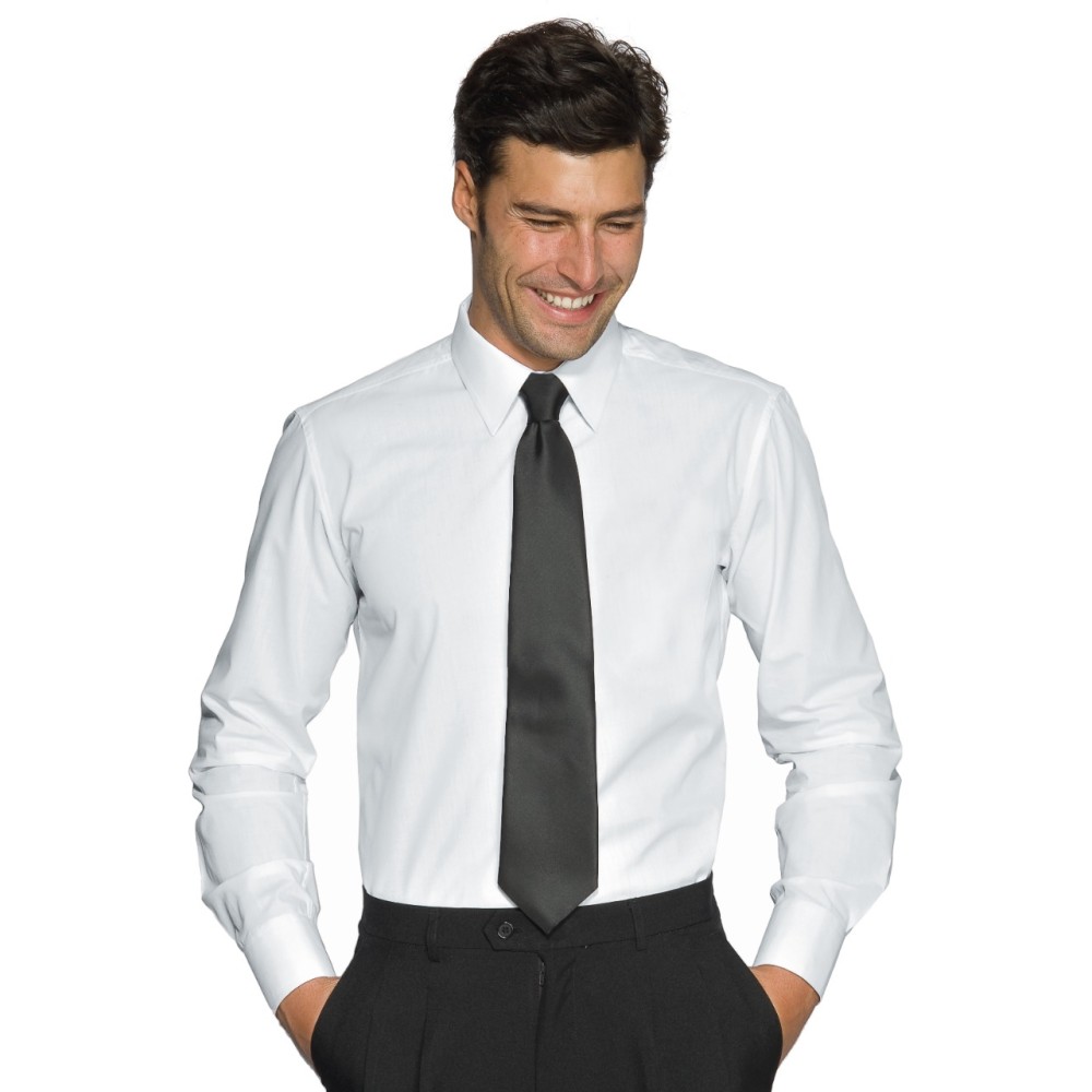 CAMICIA UOMO CARTAGENA SLIM STRETCH BIANCO NERO 97 COTONE-Isacco-0616P-061620-0