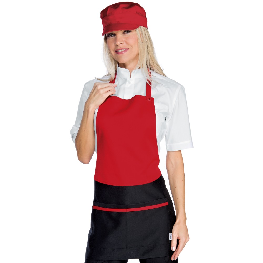 Short Bib Apron with Chest Pocket for Women for Restaurants and Bars in 2 colors 13 Variants