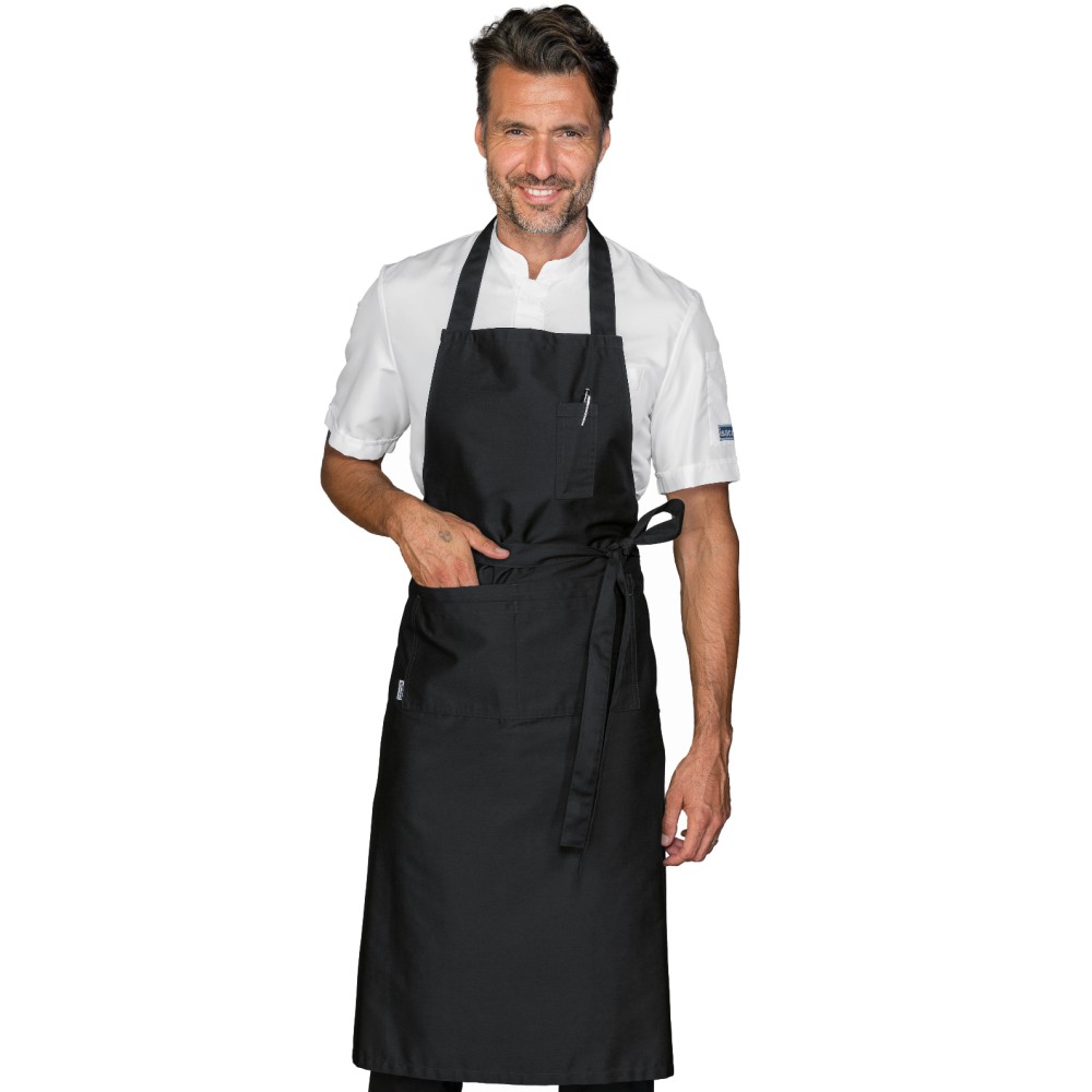 Extra-large bib apron for kitchen or dining room Bombay BLACK Isacco-087981