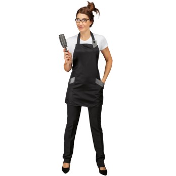 Women's Black Stain-Resistant Apron With Inserts For Aesthetician or Hairdresser-Sherry Superdry-088242-1 Isacco