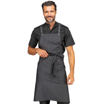 Tablier avec Bavette et Fermeture Croisée à l'Arrière jean noir Italiantrendy Watson