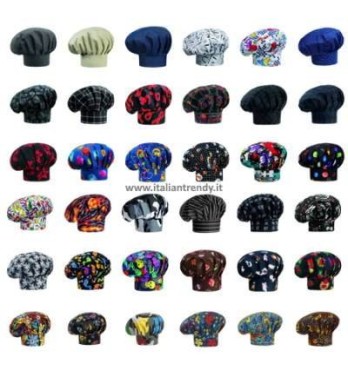 Cappello Cuoco Chef Regolabile Con Velcro 33 Colori