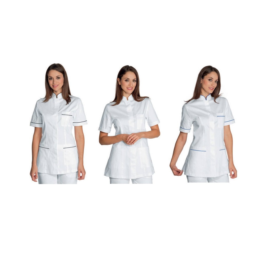 Short-Sleeve White Korean Tunic for Women Estheticians Wellness Center