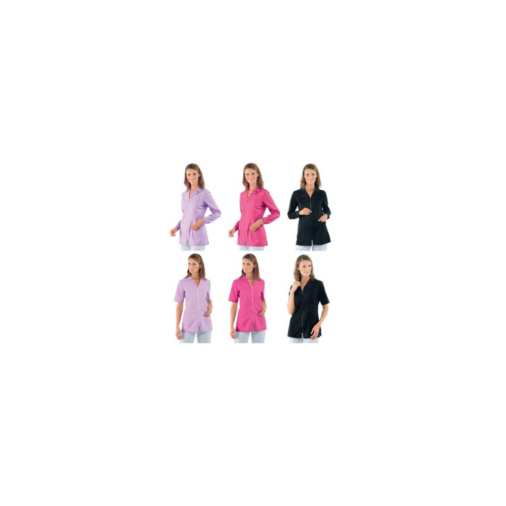 Black or Fuchsia Women's Tunic with Long or Short Sleeves for Spa Wellness Center