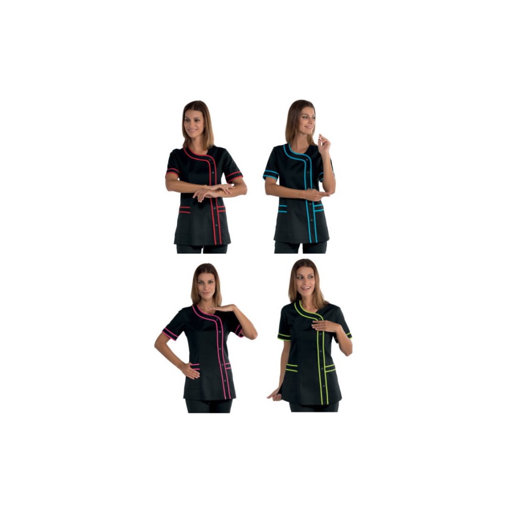 Women's Short Sleeve Black Tunic for Online Wellness Center