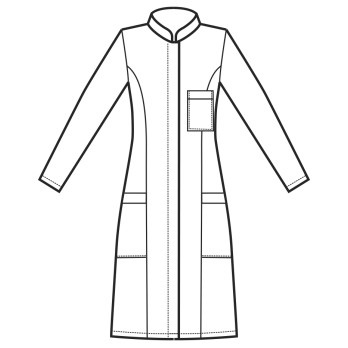 Non-Iron White Slim Fit Women's Lab Coat with Mandarin Collar for Doctor or Pharmacist