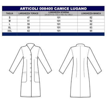 Long white medical aesthetic tunic for women, with long or short sleeves.