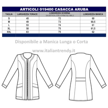 Casacca Donna Bianca Aperta Con Zip Extra Slim per Centro Benessere Spa