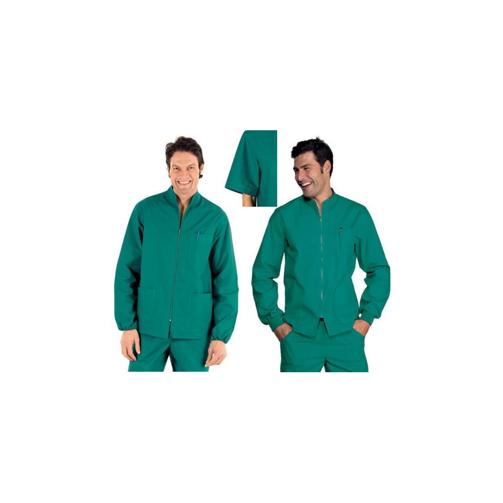 Green surgical veterinary dental medical tunic with central zip