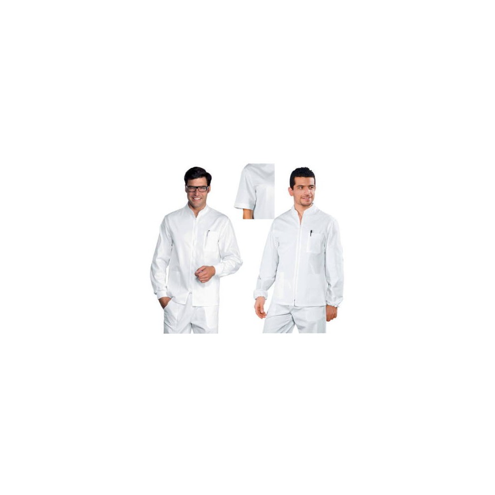 White Cotton Dental Smock with Central Zip for Men and Women