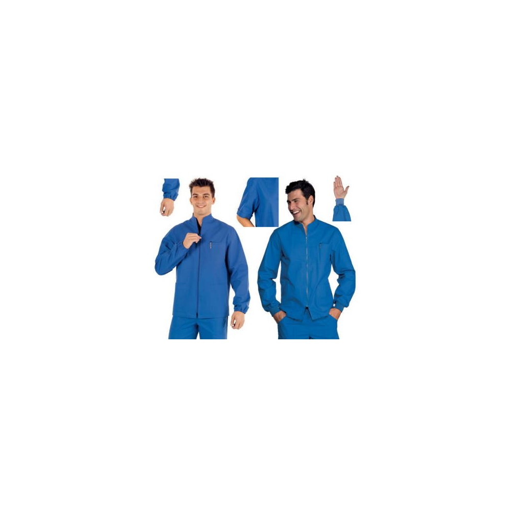 Blue Cotton Dentist Smock with Front Zip for Men and Women