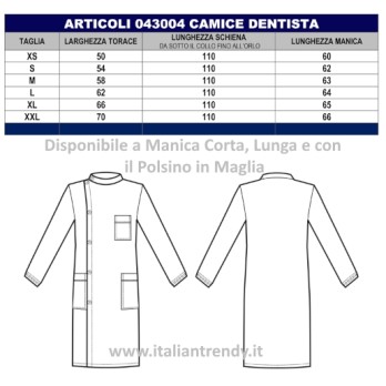 Dentist's White Unisex Lab Coat with Long and Short Mandarin Collar