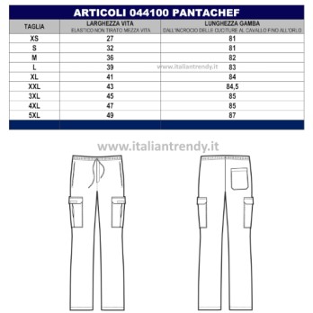 Cook's Pants with Side Cargo Pocket for Kitchen Pizzeria Black or Pinstriped