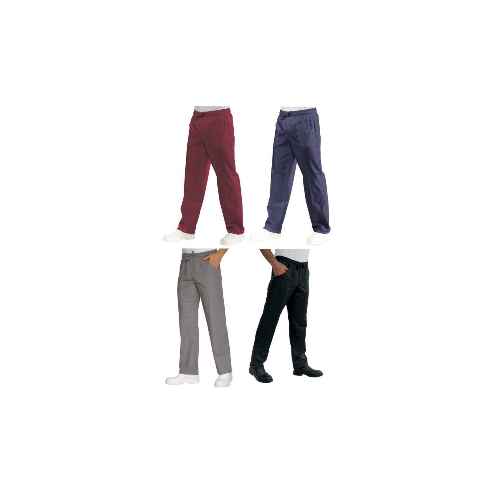 Stain-Resistant Pants with Elastic Waist in Blue, Black, Gray, Bordeaux