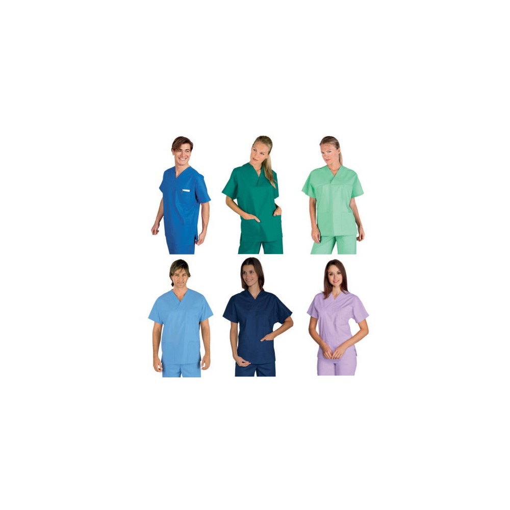 Cotton Tunic with V-Neck and Short Sleeves for Medical Aestheticians and Nurses