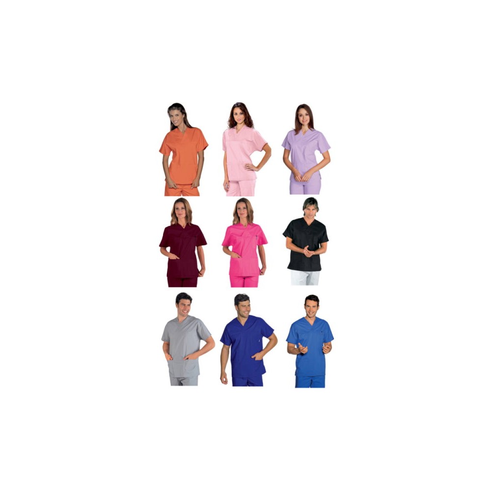 Tunic with V-neck and short sleeves, light, suitable for medical aesthetics nurses, 125 grams, certified.