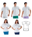 Casacca Unisex Bianco con Profilo Per Medico Infermiere Scollo V 190 gr