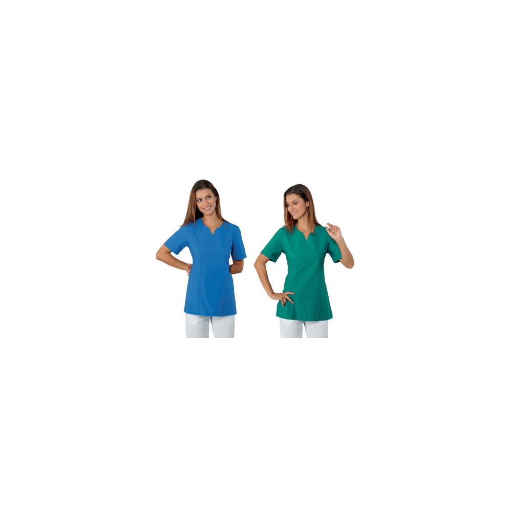 Light Blue or Green Half-Sleeve Cotton Tunic for Medical and Aesthetic Use for Women