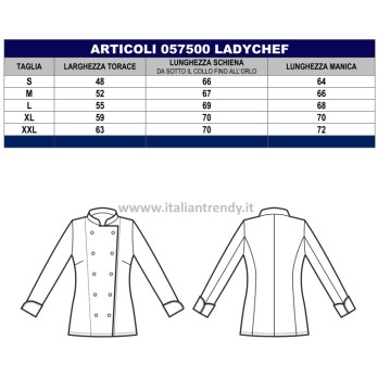 Chaqueta entallada para mujer blanca para cocinera o chef en algodón Talla M-L.