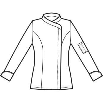 Veste de chef femme élégante, slim, noire et blanche ou fuchsia, boutons cachés, taille ML (moyenne longue) ou MM (moyenne).