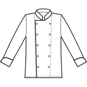 Chef's Jacket Black or White Snap Buttons Double Breasted ML MM