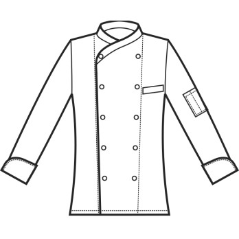 Slim fit chef jacket in black or black and red, size M or L.