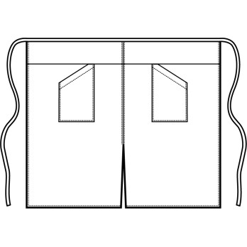 Delantal largo a rayas gris para camareros de sala con abertura en la cintura de 92x88 cm.