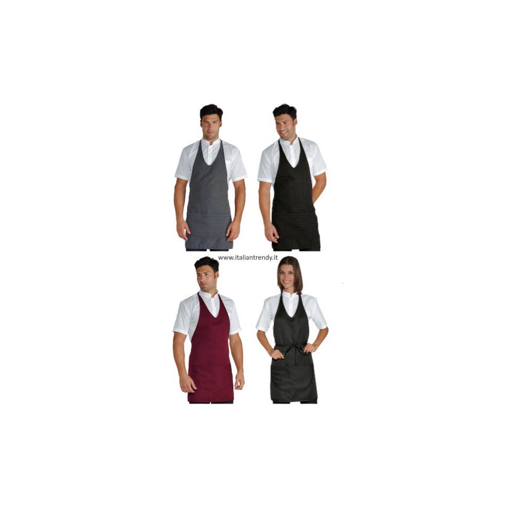 Unisex Apron Bib for Restaurants Events Black, Bordeaux, Black Pinstripe