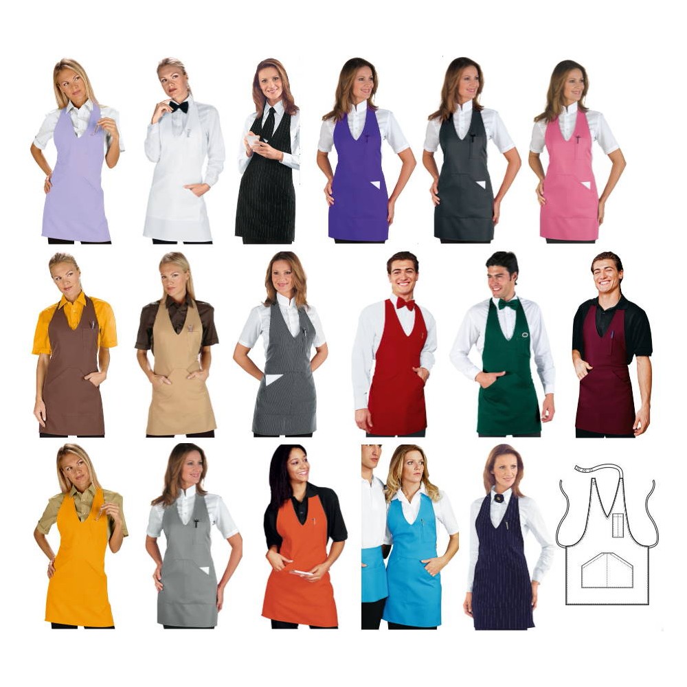 Cotton Blend Bib Apron with Front Pocket for Women for Ice Cream Shop Solid Color