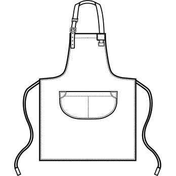 Apron with Bib in Denim or Black Denim with Leather Inserts