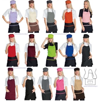 Short Bib Apron with Chest Pocket for Women for Restaurants and Bars in 2 colors 13 Variants